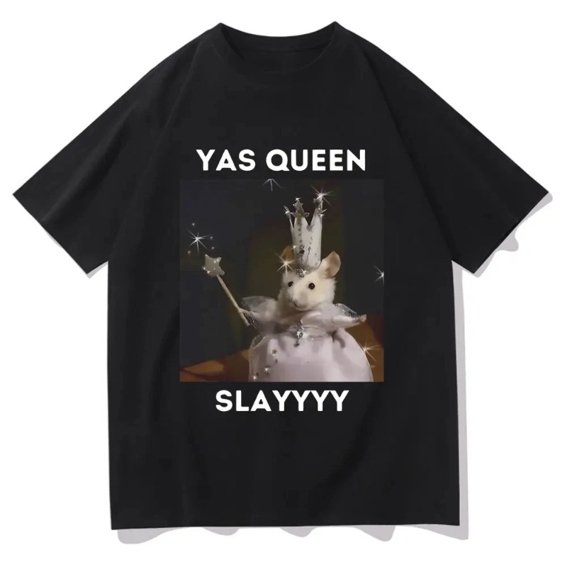 Queen Street Fashion - تي شيرت بطبعة الهامستر الحزين، تي